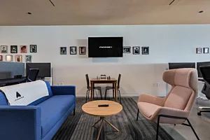 Atmosphere tv office lounge collaboration area austin tx
