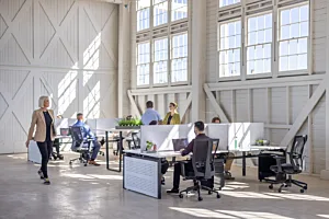 Open office workstation systems with privacy panels