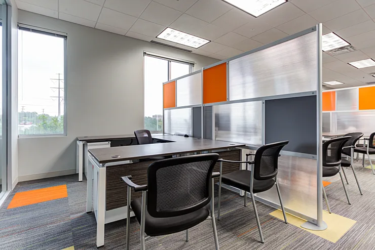 Modern open office workstation systems with privacy panels